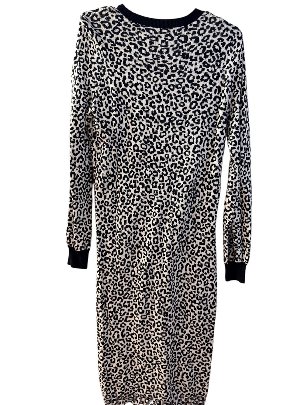 Ann Taylor Leopard Print Long Sleeve Sweater Dress Size S